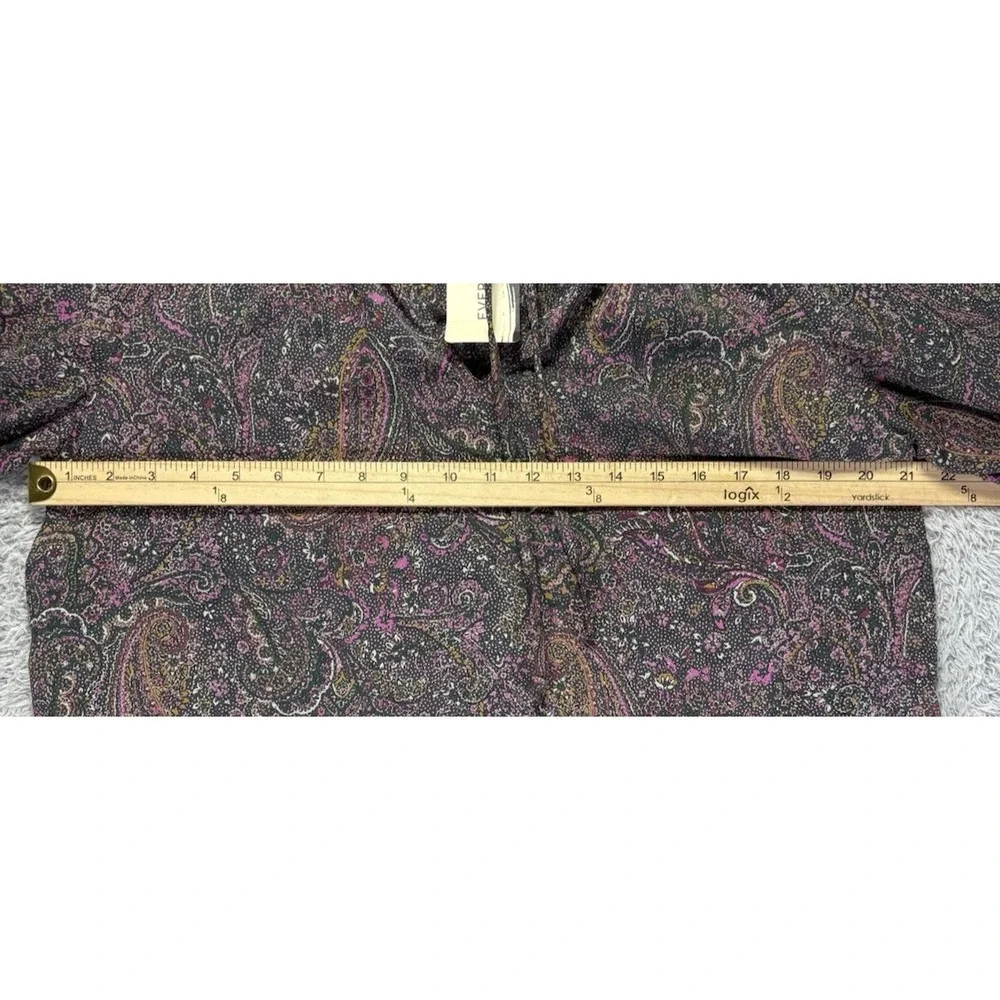 NEW Evereve Womens L Kyra Paisley Blouse Smocked V Neck Balloon Sleeve Boho USA